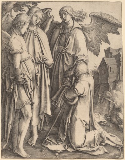 Abraham und die drei Engel von Lucas van Leyden