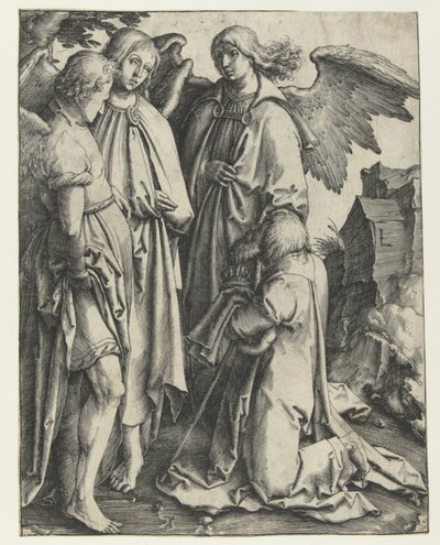 Abraham und die drei Engel von Lucas van Leyden