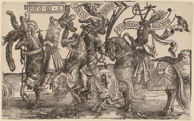 Arthur, Karl der Große (Charlemagne), Gottfried von Bouillon von Lucas van Leyden
