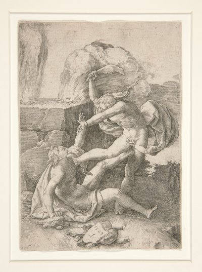 Kain tötet Abel, aus der Geschichte von Adam und Eva von Lucas van Leyden