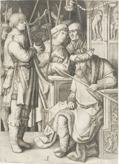 David spielt die Harfe vor Saul von Lucas van Leyden
