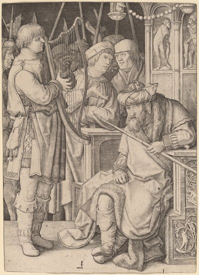 David spielt die Harfe vor Saul von Lucas van Leyden