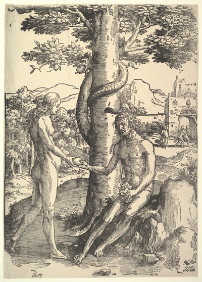 Der Sündenfall, Adam und Eva, ca. 1514 von Lucas van Leyden