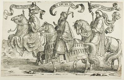 Jehoram, Uzziah, Jotham, Tafel drei, aus Die zwölf Könige Israels von Lucas van Leyden