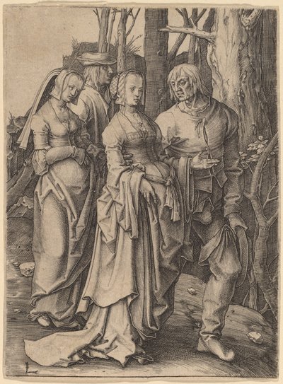 Die zwei Paare im Wald von Lucas van Leyden