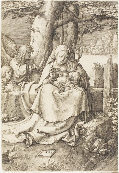 Die Jungfrau und das Kind mit zwei Engeln von Lucas van Leyden