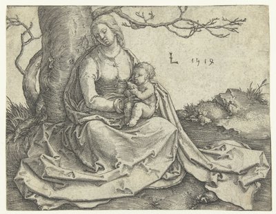Jungfrau und Kind unter einem Baum sitzend von Lucas van Leyden