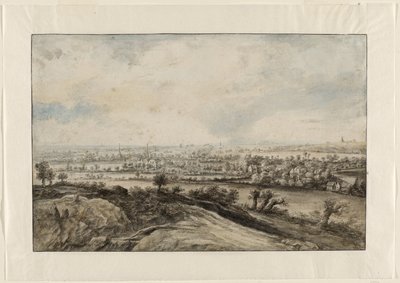 Ein Panoramaflusslandschaft mit Kopfweiden von Lucas van Uden