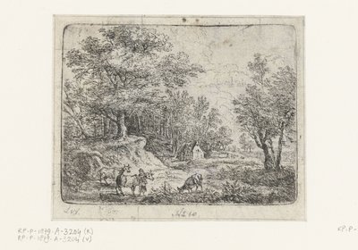 Landschaft mit drei Kühen und einer Frau von Lucas van Uden
