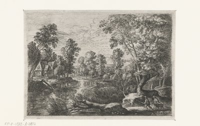 Landschaft mit einem Bach und einem Jäger von Lucas van Uden