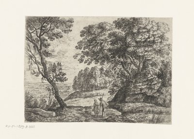 Landschaft mit einem Mann und einer Frau im Gespräch von Lucas van Uden