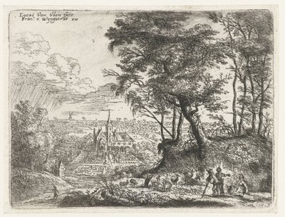 Landschaft mit einem Landhaus in der Ferne von Lucas van Uden