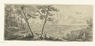 Landschaft mit zwei sich unterhaltenden Männern von Lucas van Uden
