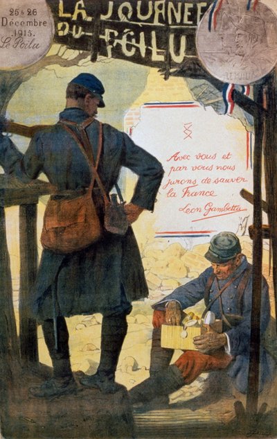 Zwei französische Soldaten durchsuchen Pflegepakete von zu Hause. von Lucien Hector Jonas