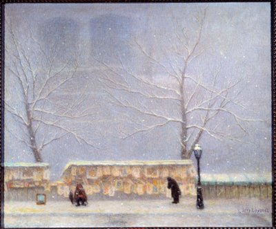 Notre Dame von der linken Uferseite bei Schneewetter gesehen von Lucien Levy Dhurmer