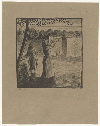 Das Aufhängen der Wäsche von Lucien Pissarro