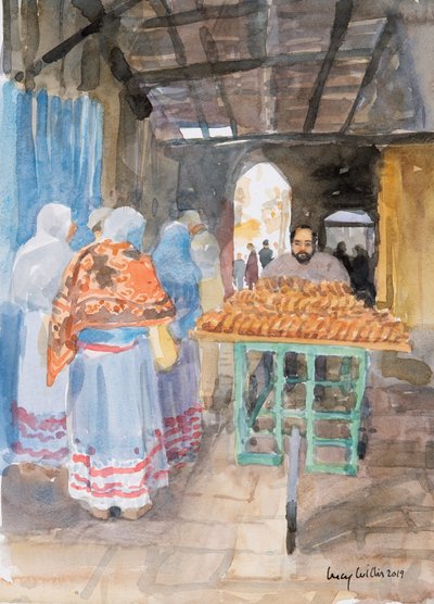 Bagelverkäufer in der Altstadt, Jerusalem von Lucy Willis