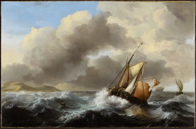Fischereifahrzeuge vor der Küste in schwerer See, 1864 von Ludolf Backhuysen