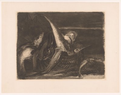 Fische in Körben am Strand von Ludovic Napoléon Lepic