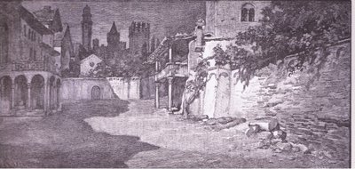 Ein offener Platz neben Capulets Garten, Illustration aus Romeo und Julia von Ludovico Marchetti