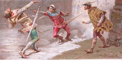 Mut Mann, die Verletzung kann nicht viel sein, Illustration aus Romeo und Julia von Ludovico Marchetti