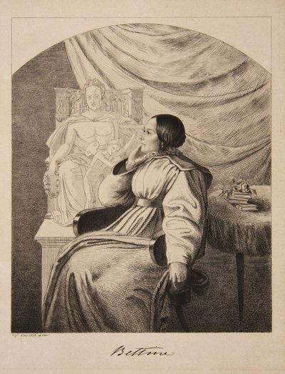 Porträt der Schriftstellerin Bettine von Arnim 1785-1859, geb. Brentano von Ludwig Emil Grimm
