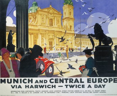 "München und Mitteleuropa", LNER-Poster von Ludwig Hohlwein