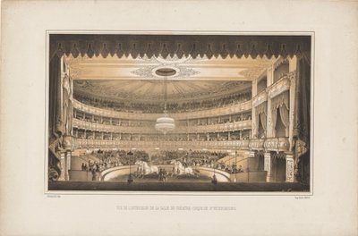 Innenraum des Reiterzirkustheaters in Sankt Petersburg, 1850 von Ludwig Premazzi