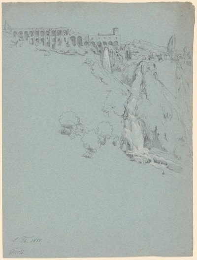 Der Wasserfall in Tivoli mit der Villa des Maecenas von Ludwig Thiersch