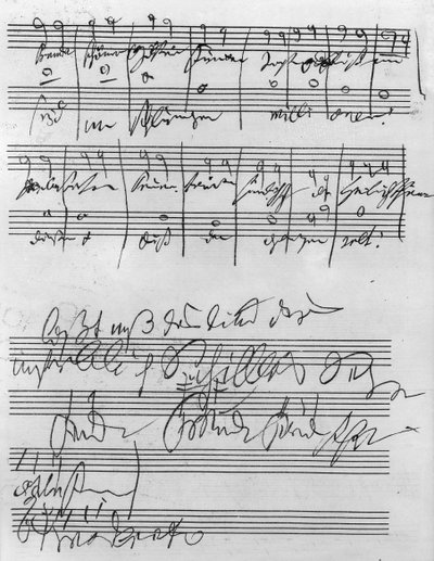 Handgeschriebene Partitur (Tinte auf Papier) von Ludwig van Beethoven