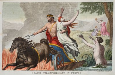 Cyane und die Entführung der Proserpina, Buch V, Illustration aus Ovids Metamorphosen, Florenz, 1832 von Luigi Ademollo