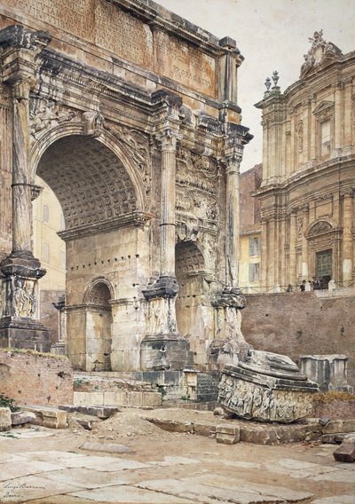 Der Bogen des Septimius Severus in Rom von Luigi Bazzani