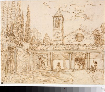 Ansicht einer Kirche im Renaissancestil (Tuschzeichnung, ca. 1825) von Luigi Garibbo