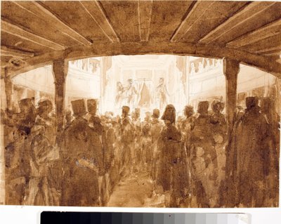 Ansicht eines Theaterbodens an einem Abend der Vorstellung (Wahrscheinlich das Theater Sant