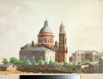 Ansicht der Basilika Santa Maria Assunta di Carignano in Genua (Aquarell) von Luigi Garibbo