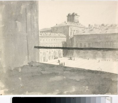 Ansicht über einen Platz von einem Fenster aus, Italien von Luigi Garibbo
