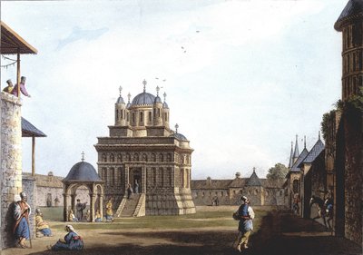 Kirche und Kloster der Heiligen Maria, Türkei. In „Ansichten in den osmanischen Herrschaftsgebieten, in Europa, in Asien und einigen Mittelmeerinseln“ nach den Originalzeichnungen von Luigi Mayer, London von Luigi Mayer