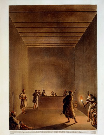 Ägypten, Raum und Sarkophag der Großen Pyramide von Gizeh, Gravur aus "Ansichten" von Luigi Mayer von Luigi Mayer
