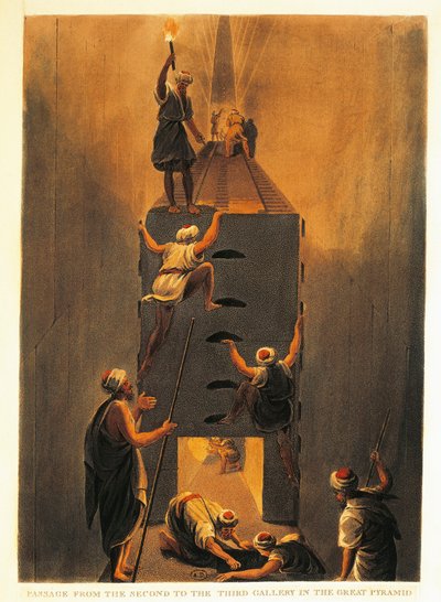Frankreich, Paris, Durchgang von der zweiten zur dritten Galerie in der Großen Pyramide von Gizeh von Luigi Mayer