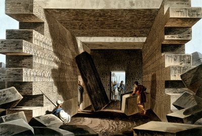 Im Tempel des Jupiter Ammon, Libyen. In „Ansichten der osmanischen Herrschaftsgebiete in Europa, Asien und einigen Mittelmeerinseln nach den Originalzeichnungen von Luigi Mayer“, London 1810 von Luigi Mayer