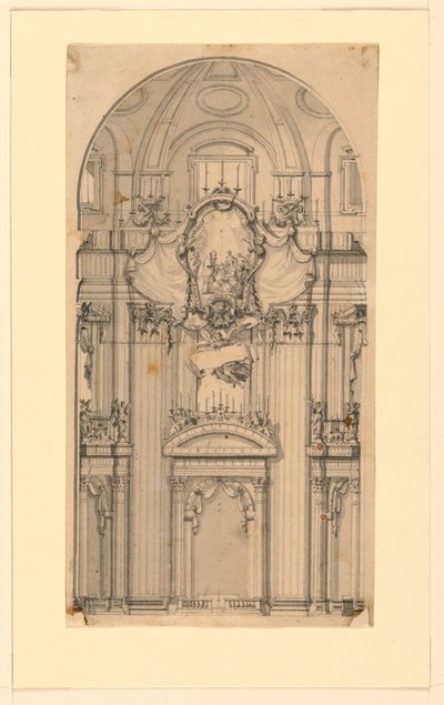 Erhebung einer Wanddekoration für eine Heiligsprechungszeremonie, St. Peter, Rom, Italien von Luigi Vanvitelli