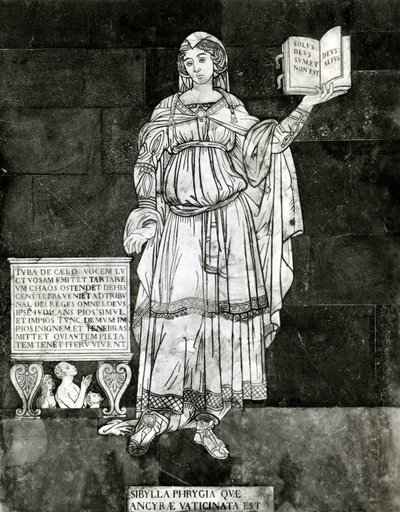 Pflasterdetail, das die phrygische Sibylle darstellt von Luigi di Rugieri
