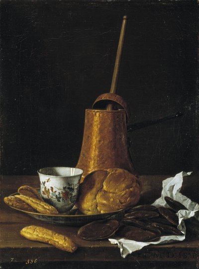 Stillleben mit Schokolade und Gebäck, 1770 von Luis Egidio Melendez