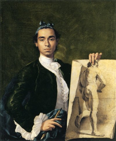 Selbstporträt mit einem akademischen Studium von Luis Egidio Melendez