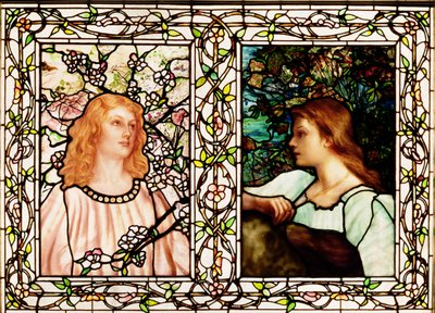 Frühling und Herbst, hergestellt von Tiffany Glass & Manufacturing Co., ca. 1892 von Lydia Field Emmett