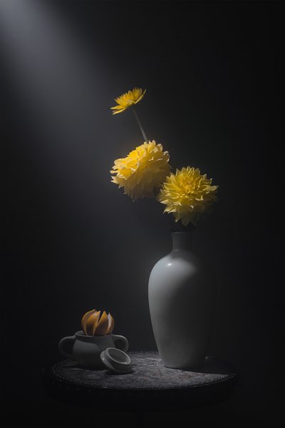 Goldene Blüten Stillleben von Lydia Jacobs