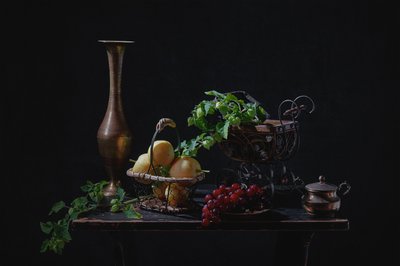 Stimmungsvolles Obst-Stillleben von Lydia Jacobs