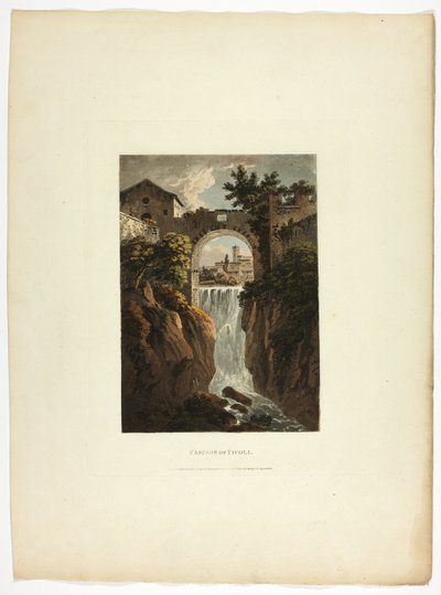 Kaskade von Tivoli, Tafel neununddreißig aus den Ruinen von Rom von M. Dubourg