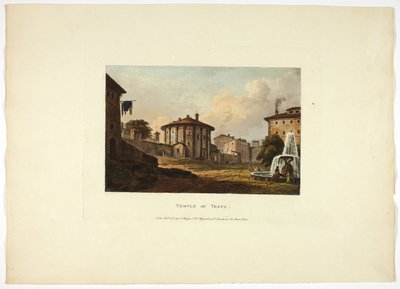 Tempel der Vesta, Tafel neunzehn aus den Ruinen von Rom von M. Dubourg