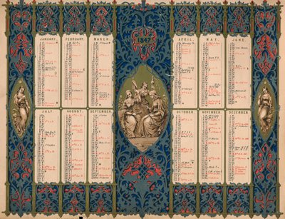 Kalender mit Heiligentagen und königlichen Geburtstagen, 1847 von M and N Hanhart